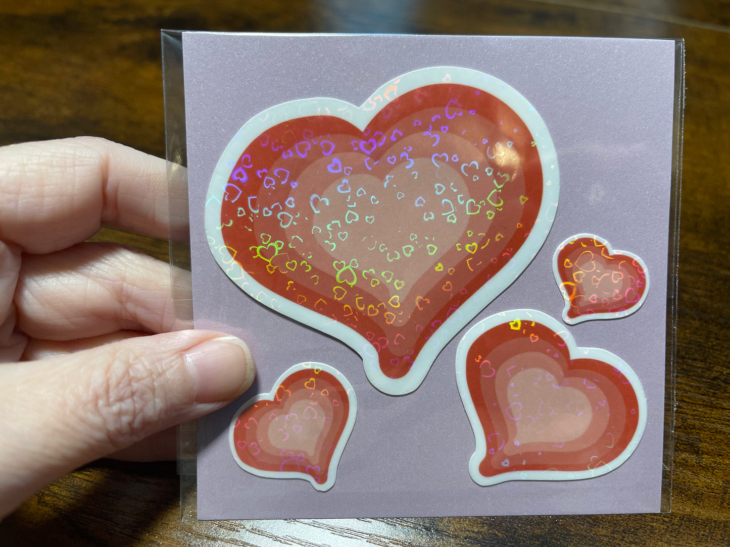 Handmade Holographic Heart Vinyl Stickers – Rainbow Collection