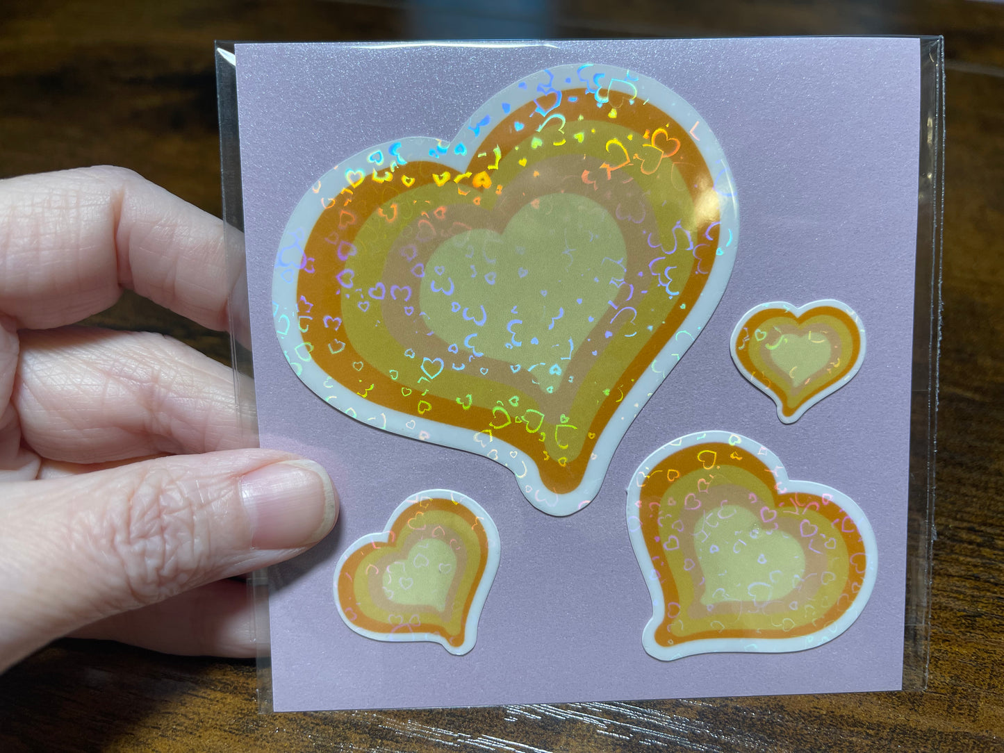 Handmade Holographic Heart Vinyl Stickers – Rainbow Collection