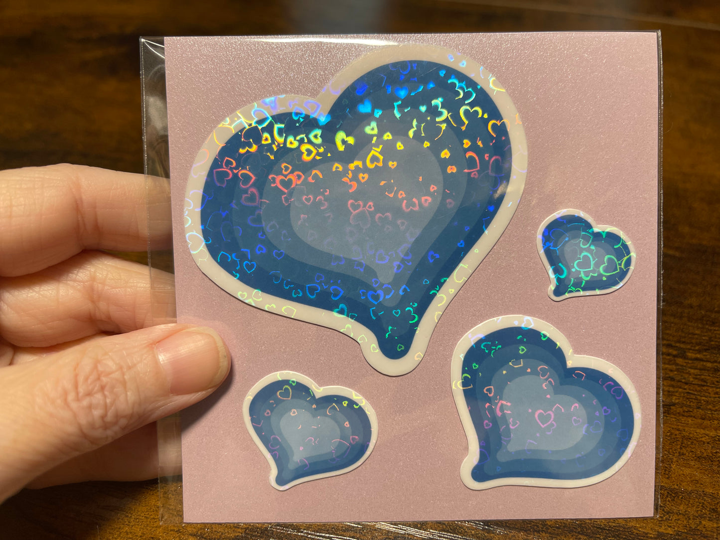 Handmade Holographic Heart Vinyl Stickers – Rainbow Collection