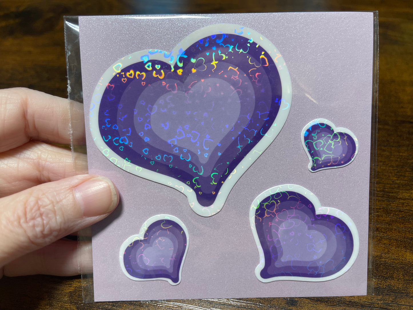 Handmade Holographic Heart Vinyl Stickers – Rainbow Collection