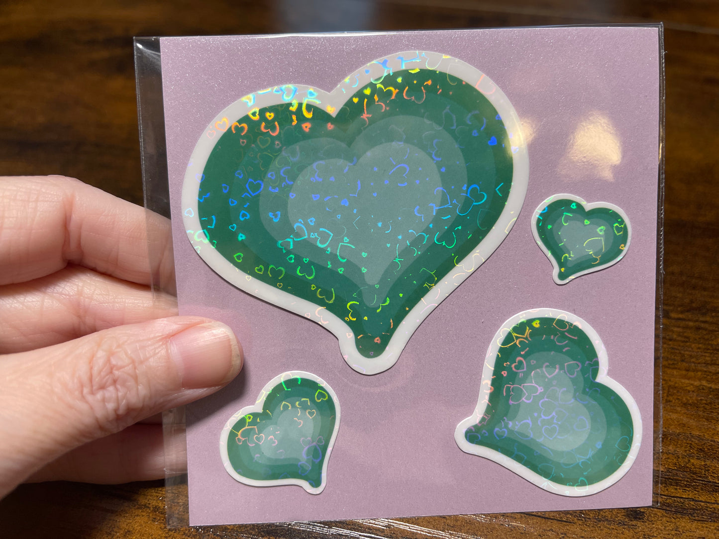 Handmade Holographic Heart Vinyl Stickers – Rainbow Collection